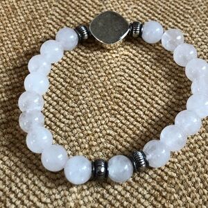 Glass Bead stretch bracelet with sterling